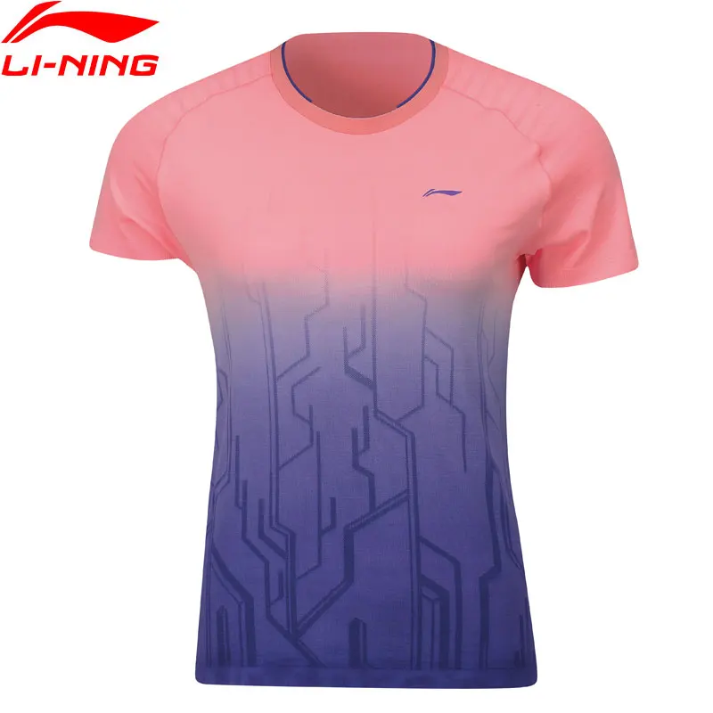 Женские футболки для бадминтона Li Ning тренировочные дышащие спортивные топы с