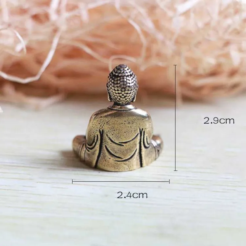 Винтажная мини статуя Будды Sakyamuni портативная латунная креативная скульптура
