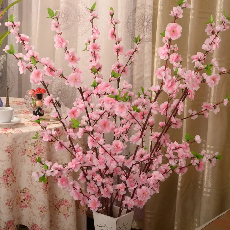 115CM height Artificial Cherry Spring Plum Peach Blossom Branch Silk Flower Tree For Wedding Party Decoration pink white red | Дом и сад