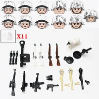 ww2 germany snow soldier field force accessories building blocks military army infantry figures white scarf gun parts bricks toy