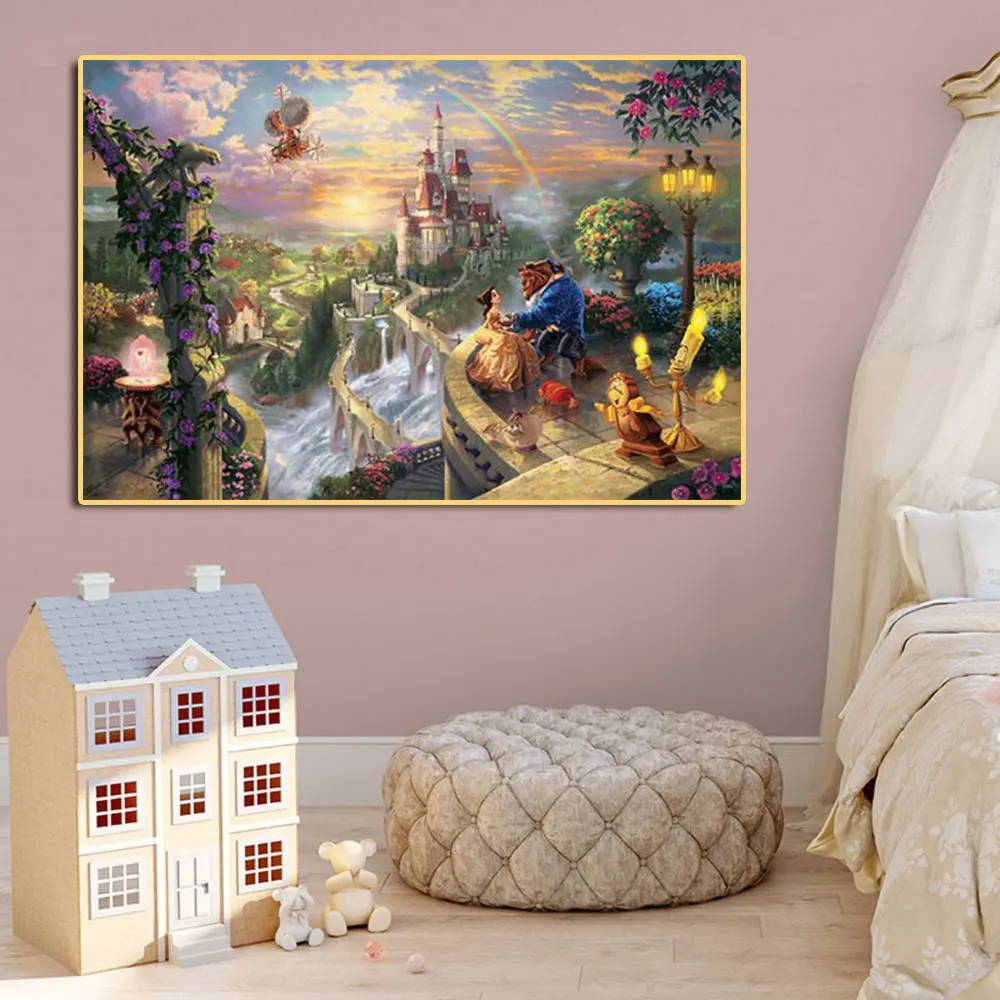 

Wall Art Decoration Canvas Painting Nordic Beauty and the Beast Love Poster And Print Wall Picture for Living Room Decor Cuadros