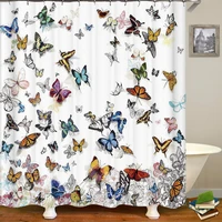 beautiful butterfly polyester fabric shower curtains home decor multi size shower curtain waterproof shower curtain for bathroom