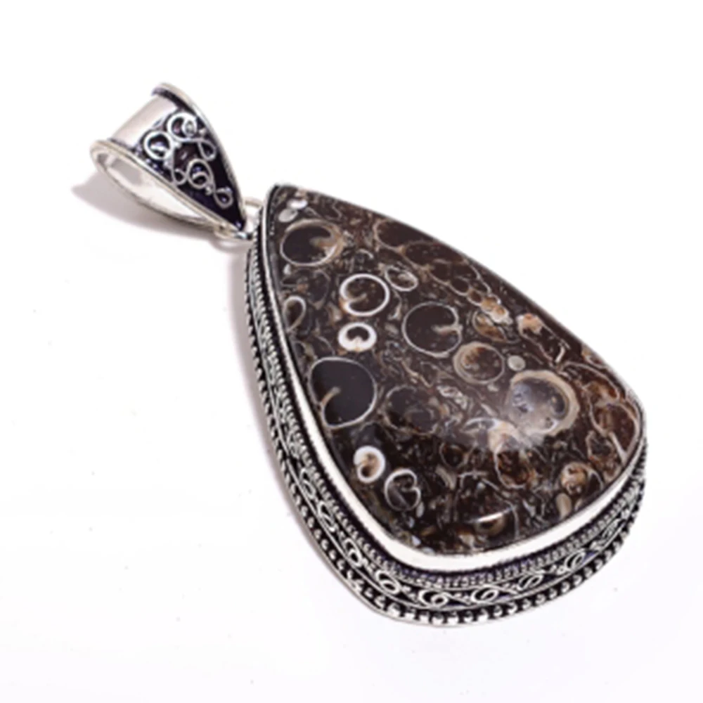 

Antique Turtella Pendant Silver Overlay over Copper Jewelry , 68 mm, P7563