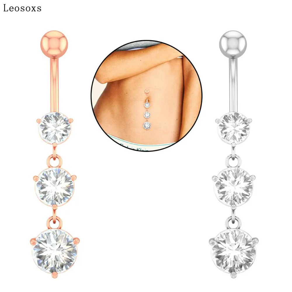 

Leosoxs Hot Selling New Belly Button Ring, Creative Three-round Round Button Button, Piercing Jewelry Hot Sale belly rings