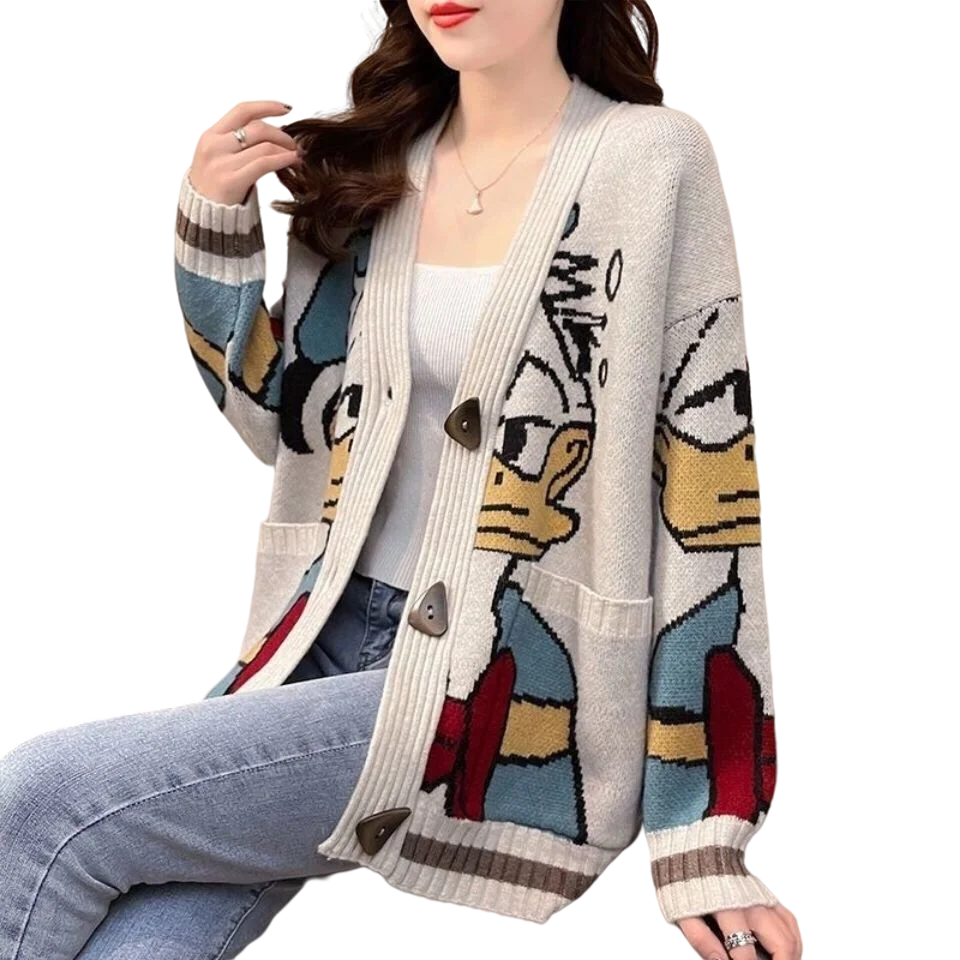 

2021 Spring and Autumn New Lazy Wind Loose Sweater Cardigan Sweater Coat Women's Coat Ins Tide