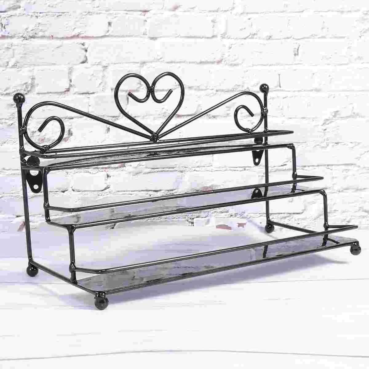 

Metal Nail Polish Organizer Holder Table Nail Posh Dispaly Organizing Rack (Black)