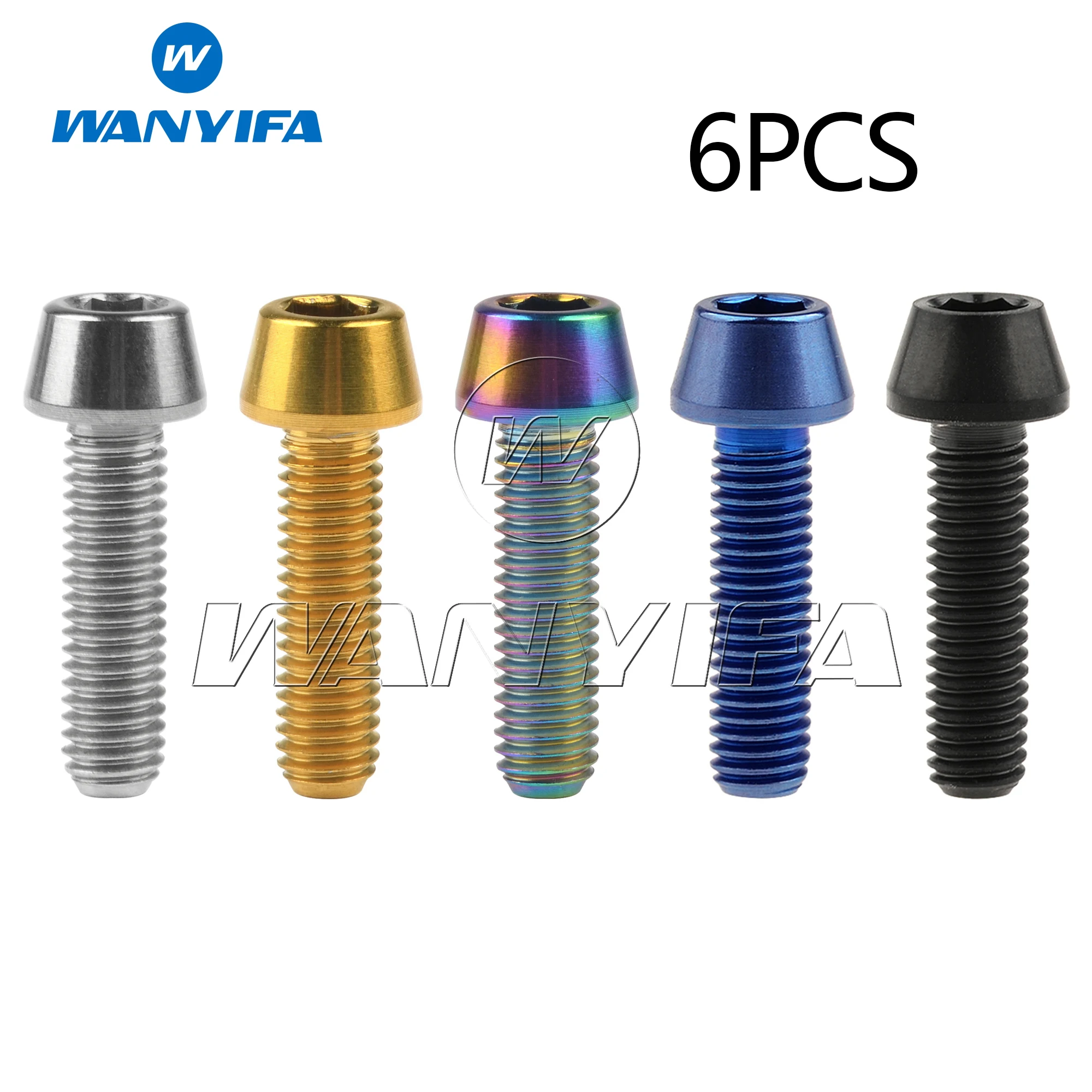 Wanyifa Parafusos Fixos de Titânio M5x16 18 mm Cônico Guidão Haste Parafusos Fixos Peças de Bicicleta Peças