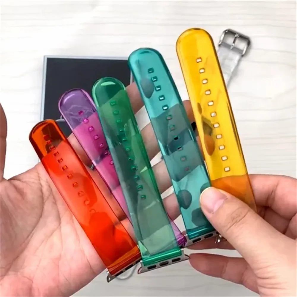 

Ремешок силиконовый прозрачный для Apple Watch 44 мм 40 мм 42 мм 38 мм, спортивный браслет для iWatch Series 6 SE 5 4 3 2 1