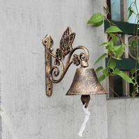butterfly cast iron wall bell vintage green black gold heavy metal wall mounted hand cranking welcome door bell wind chimes