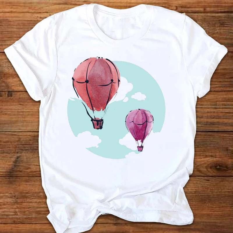 

Women Graphic Watercolor Balloon Travel Fashion 90s Ladies Printing Print Clothes Lady Tees Tops Female T Shirt Womens T-Shirt