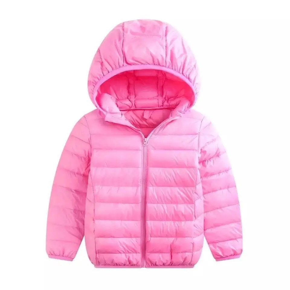 Pink Детские куртки на утином пуху, пальто, светильник для девочек, пуховая куртка, Детская пуховая верхняя одежда с капюшоном, пальто на осень и зиму - Цвет: Pink