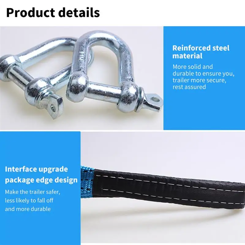 

New 5m 8T Car Tow Strap Portable Heavy-Duty Tow Rope With Steel Hooks For Truck Car Up To 8 Tonnes Light strap