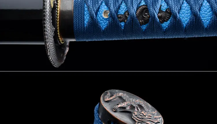 Handmade Carbon steel Japanese Samurai Katana sword full tang sharpened New Folded steel blue Blade Japanese Samurai Katana