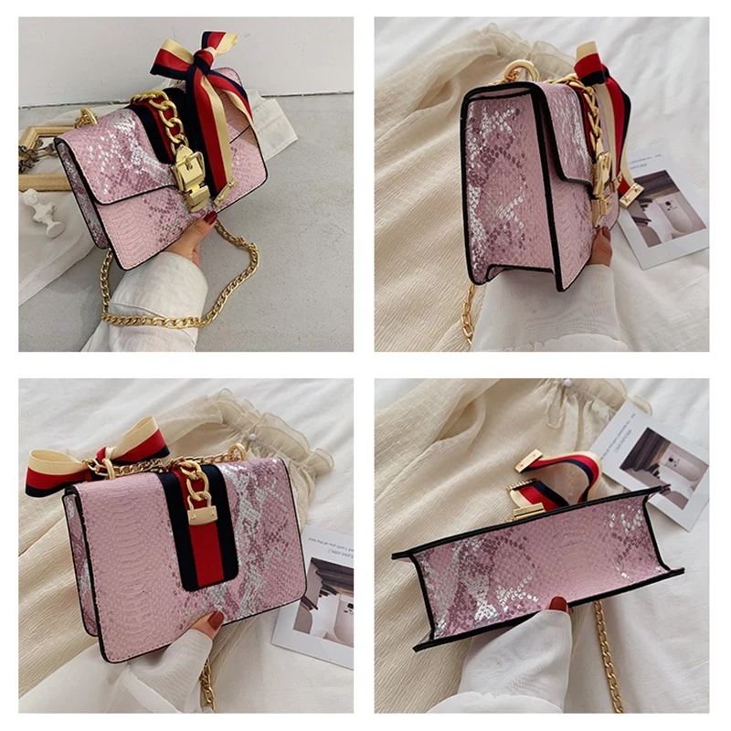 

Fashion Brand Women Bag Serpentine PU Leather Messenger Bag Designer Chain Shoulder Crossbody Bags Women Handbag Bolso Mujer New
