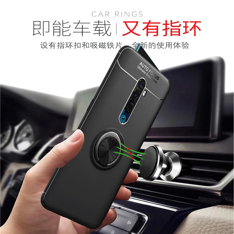 For OPPO Reno 2 2Z 2F Case Luxury Shockproof Metal Ring Stand Car Holder Protective Case for OPPO Reno 3 Pro Cover Funda Coque