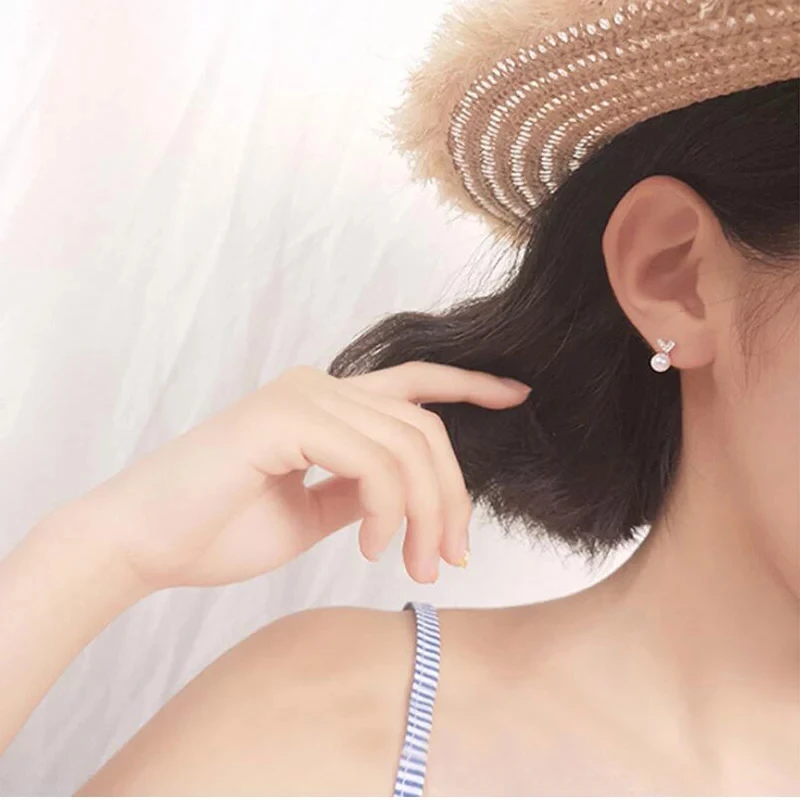 

Korean 925 Sterling Silver Cute Earrings For Women Student Micro Zircon Love Heart Pearl Party Jewelry eh1223