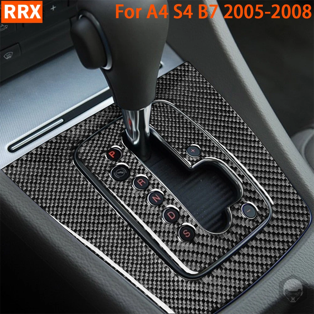 Automatic Gear Shift Box Panel Set Cover Trim Real Carbon Fiber Sticker For Audi A4 S4 B7 2005-2008 Car Interior Accessories