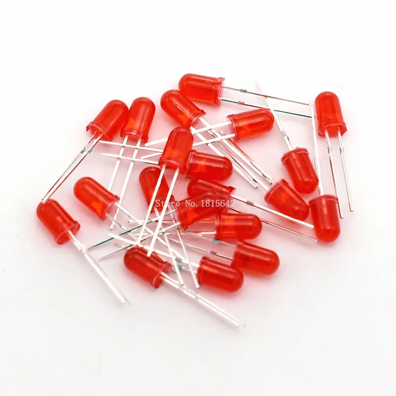 200 шт./лот 5 мм красный светодиод круглый рассеянный цвет лампа F5 DIP хайлайтер