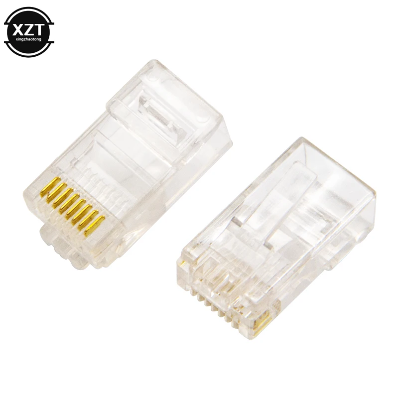 

50PCS RJ45 Ethernet Cables Module Plug Network Connector RJ-45 Crystal Heads Cat5 Cat5e Gold Plated Network Cable For notbook PC