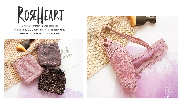 Roseheart, новинка, женское модное сексуальное нижнее белье, без косточек, кружевная отделка, цельные хлопковые трусики, пуш-ап, комплекты бюстгальтеров, нижнее белье
