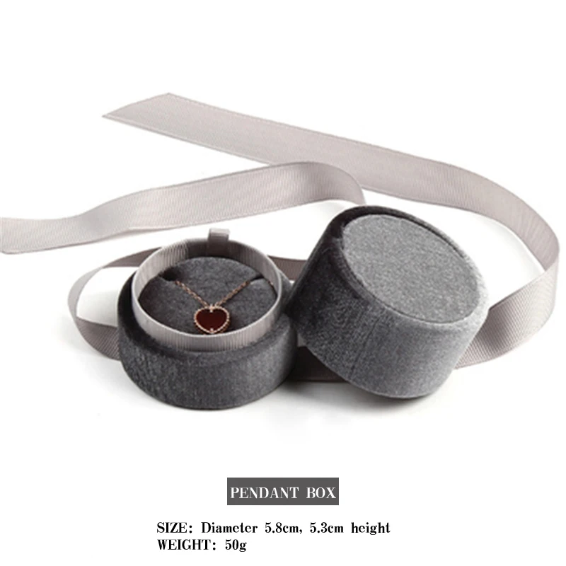 

5.8*5.3cm 6pcs/Lot Green and Dark gray color Round velvet ring or pendant jewelry boxes or cases with ribbon