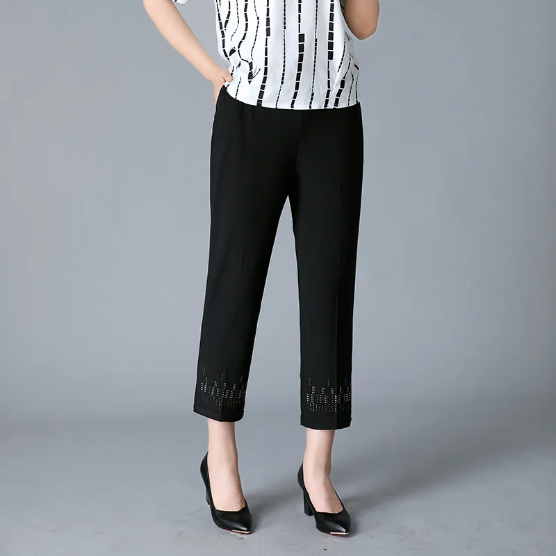 Летние тонкие укороченные брюки новые женские однотонные повседневные