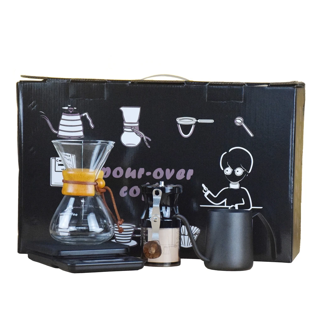 

New Arrival V60 Dripper Travel Gift Box Coffee Brewing Filter Cup Accessories Coffee Tea Tools Stainless Steel Kettle