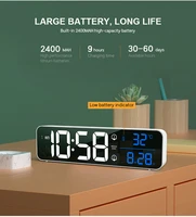 music led digital alarm clock desktop mirror clock home table decoration voice control 2400mah battery temperature date display