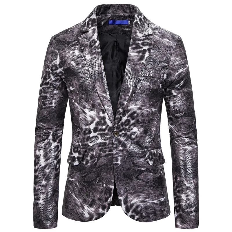 Мужской блейзер с леопардовым принтом жакет 2020 брендовый хипстерский Блейзер