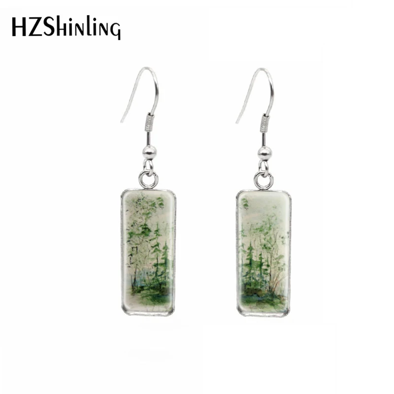 2020 г. серьги из нержавеющей стали с цветком и деревом окрашенные стеклом