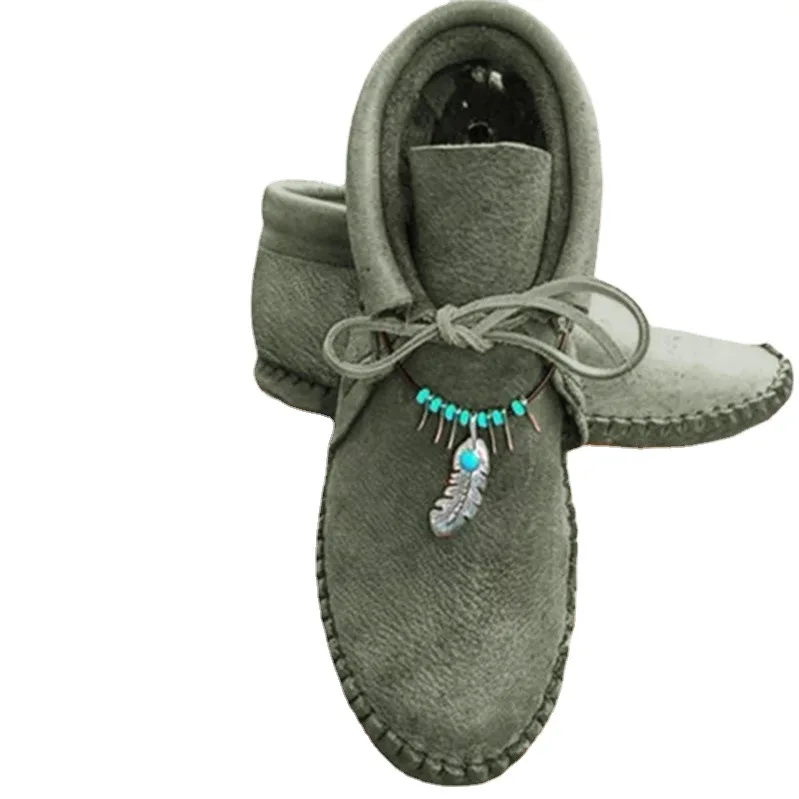 

Large Size Flat Bottom round Toe Roman Shoes 2020 Autumn and Winter New Large Size Ethnic Style Booties Fashion Style Pumps