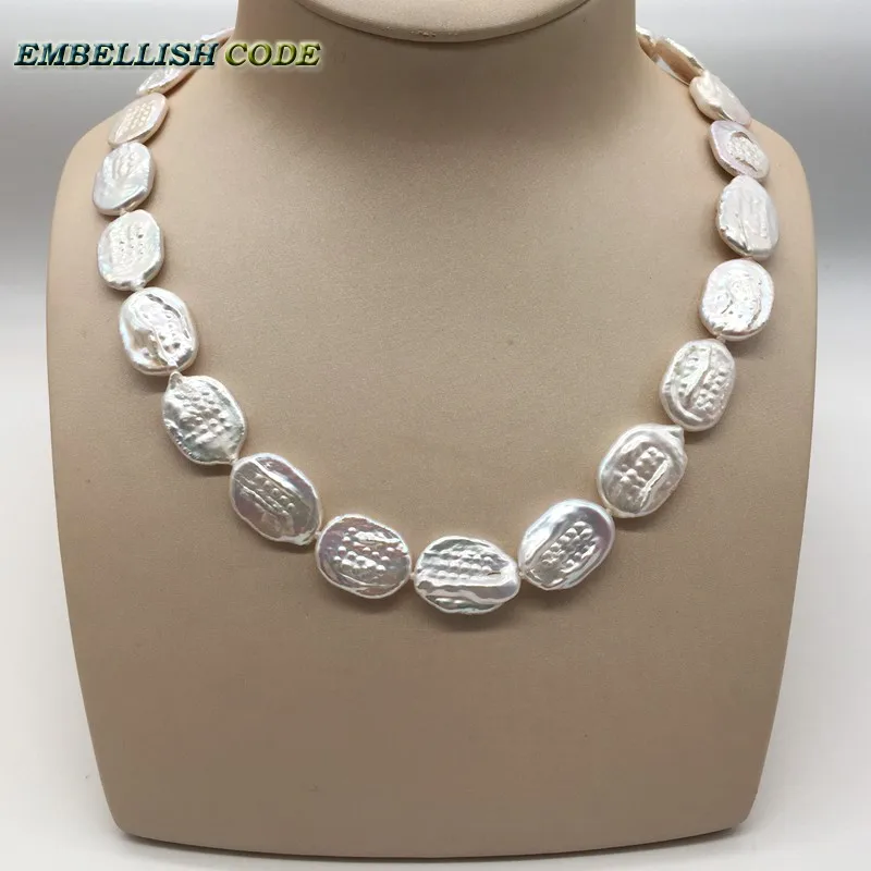 

new kind pearl necklace chains Ellipse oval egg shape baroque shiny white pearls natural freshwater pearl special jewelry