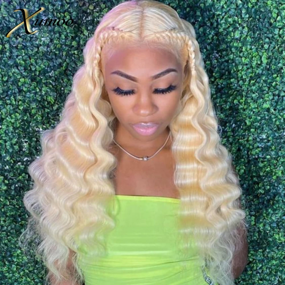 

XUMOO Cheap Natural Hairline Remy Human Hair Deep Wave Blonde Wig Human Hair Lace Front Wig Brazilian Wigs For Black Women