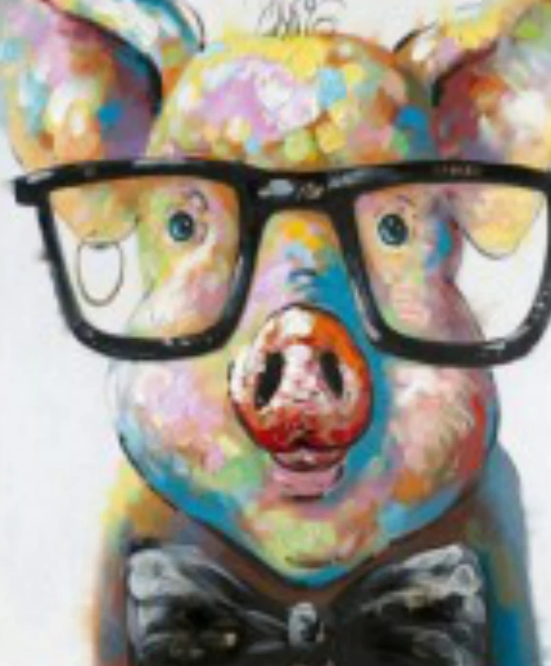 

Colored piggy with glasses DIY Handmade Oil Paint Paint By Numbers Kit on Canvas Wall Art Home Decor Digital Painting for Family