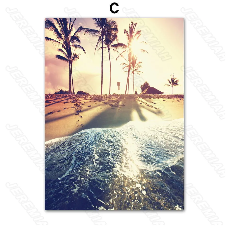 

Beautiful Beach Seascape Still Life Poster Nordic Style Waterproof Ink Canvas Print Painting Modern Bedroom Wall Sticker