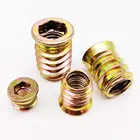 520X M6 M8 M10 стальная металлическая Шестигранная головка с шестигранной головкой, встроенная вставная гайка, E-гайка для деревянной мебели, внутренняя и внешняя резьба