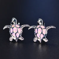 modern womens earrings 2022 cute sea turtle stud earring for women accessories fashion imitation opal earrings beach jewelry