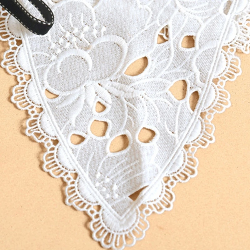 

Vintage Style Womens Doll False Fake Collar Hollow Out Crochet Lace Half Shirt Necklace Shawl with Imitation Bowtie