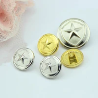 50pcs bag silver gold five pointed star pattern metal buckle diy clothing security uniform coat button 15 22mm
