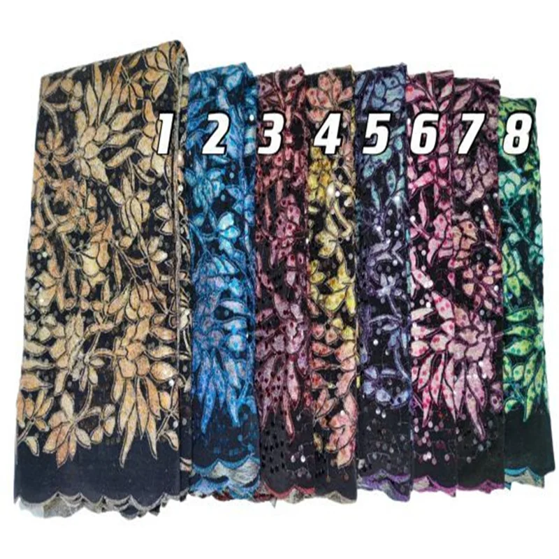 

Latest Multicolor African Sequins Lace Fabric Velvet High Quality Lace Nigerian French Tulle Sequins Lace Fabric For Party Dress