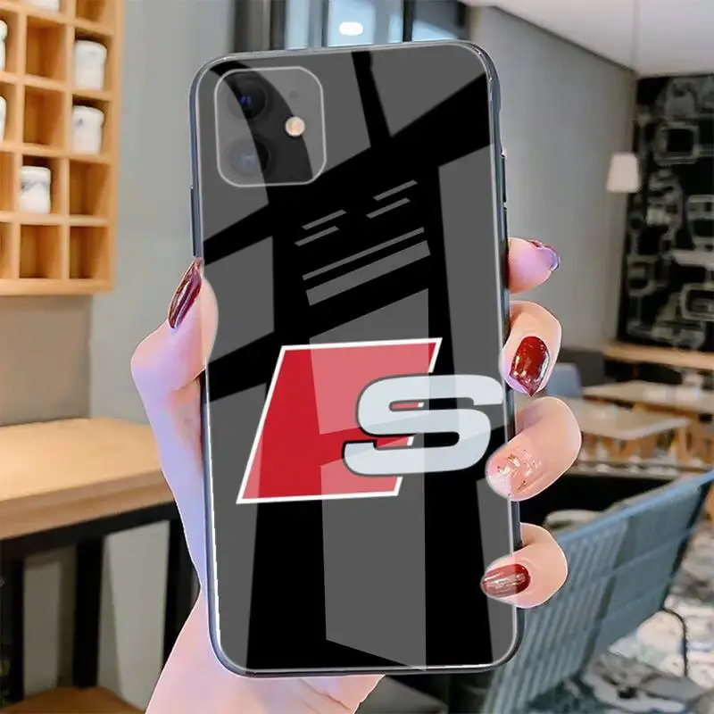 

Supercar RS-compatible Phone Case Tempered Glass For Iphone6plus 6S 7 7plus 8 X XS XSmax XR 11 12 Pro Max 12mini