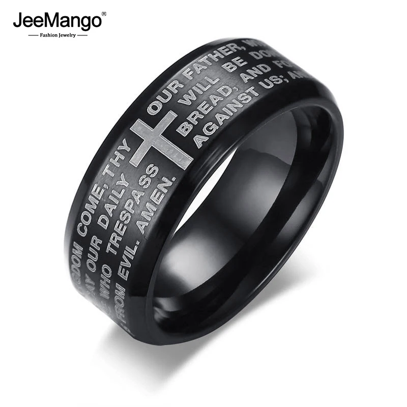 JeeMango нео нержавеющая сталь в готическом стиле мужские религиозные кольца