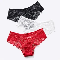 sexy lace soft women underwear panties hollow out briefs fashion solid color ladies underpants mid rise bow knickers