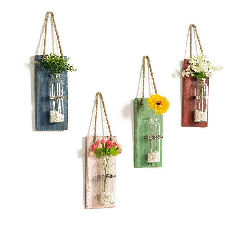 Настенный декор инновационная ваза для цветов полка подвешивания деревянная