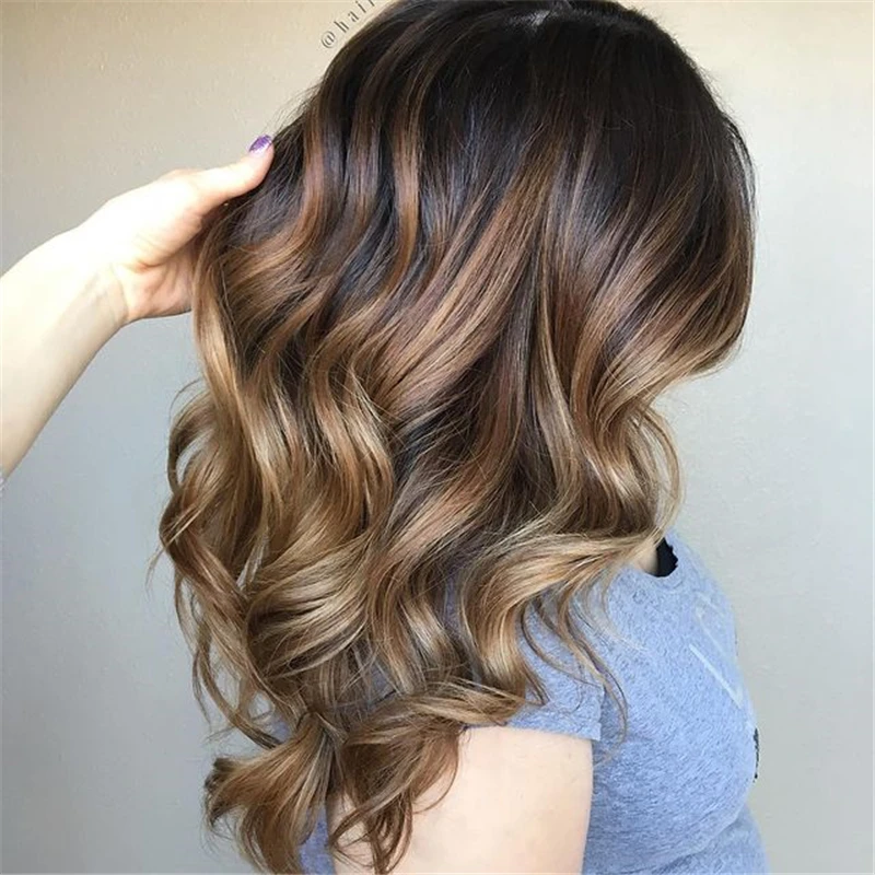 Ombre Lace Front Wig Honey Blonde Highlight Colored Wavy Human Hair Wig Short Bob Wigs 13x6 Lace Frontal Wigs Brown Cheap Wig