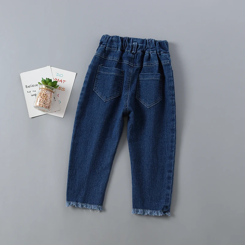 

2-7 years high quality girl clothing set 2020 new autumn fashion polka dot solid shirt + denim pant kid children clothing