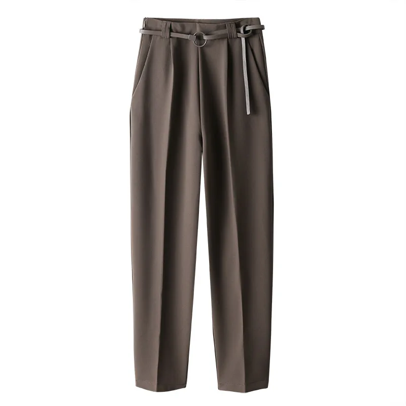 Брюки женские прямые до щиколотки офисная одежда с высокой талией однотонные