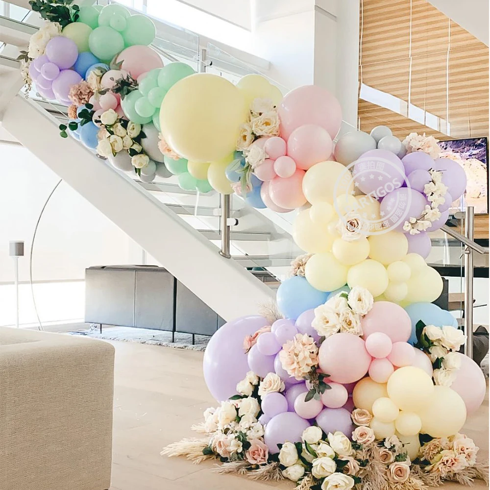 

114pcs/lot Rainbow Macaron Balloons Garland Arch Kit Pastel Baby Shower Birthday Ice Cream Balloons Birthday Party Decorations