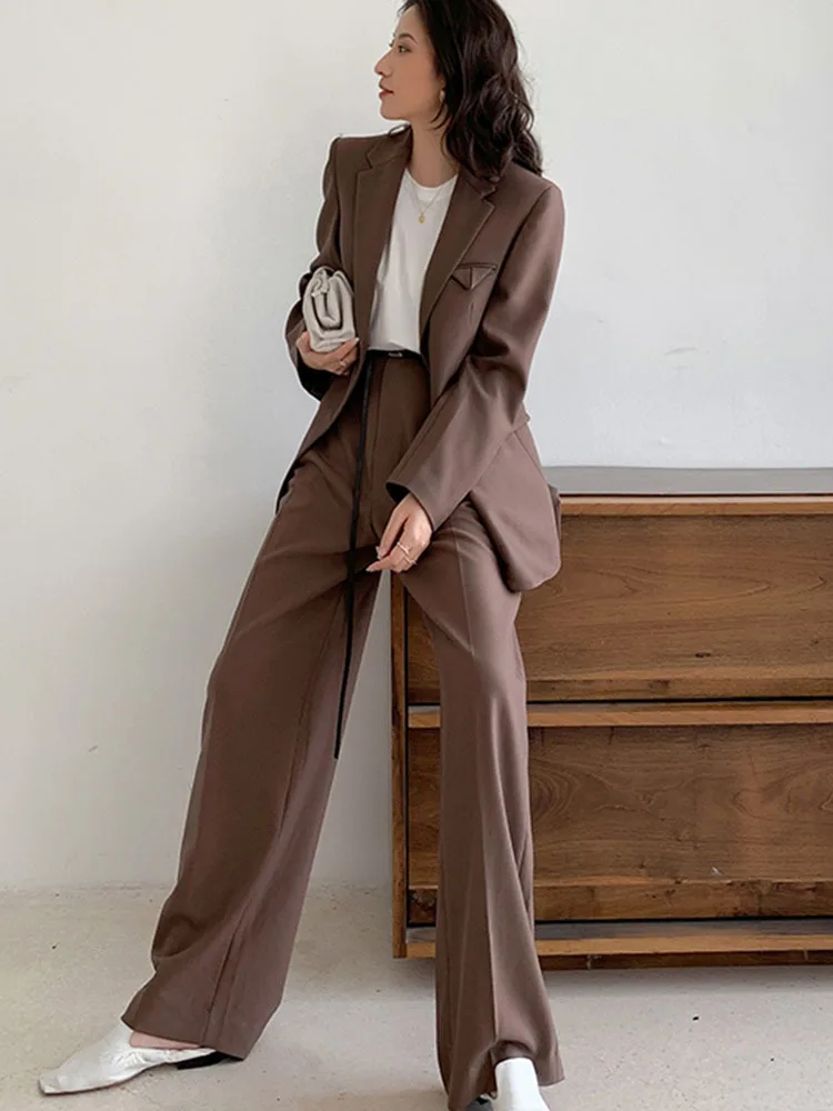 

LANMREM chic jacket blazer Blazer for women suits elegant casual brown high-quality sense 2021 autumn new arrive