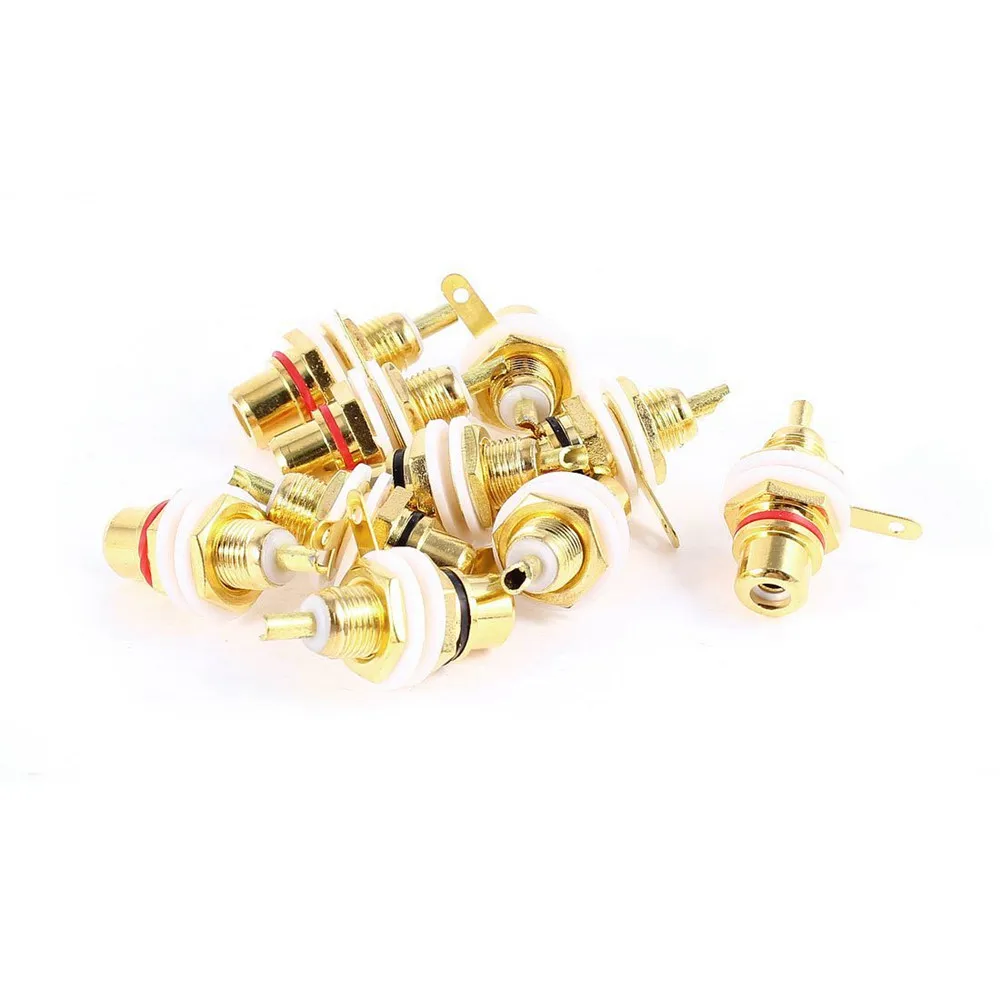 10pcs Amplifier Audio Terminal RCA Female Panel Mount Plug Chassis Socket Adapter Nut Solder Cup | Обустройство дома
